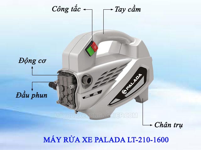 Máy rửa xe gia đình Palada LT-210-1600 có thiết kế đơn giản