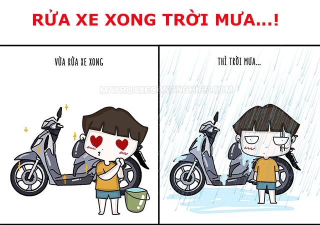 Rửa xe xong trời mưa phải làm sao?