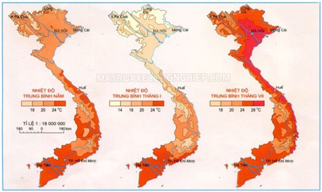 Khí hậu Việt Nam với nền nhiệt độ TB năm tương đối cao